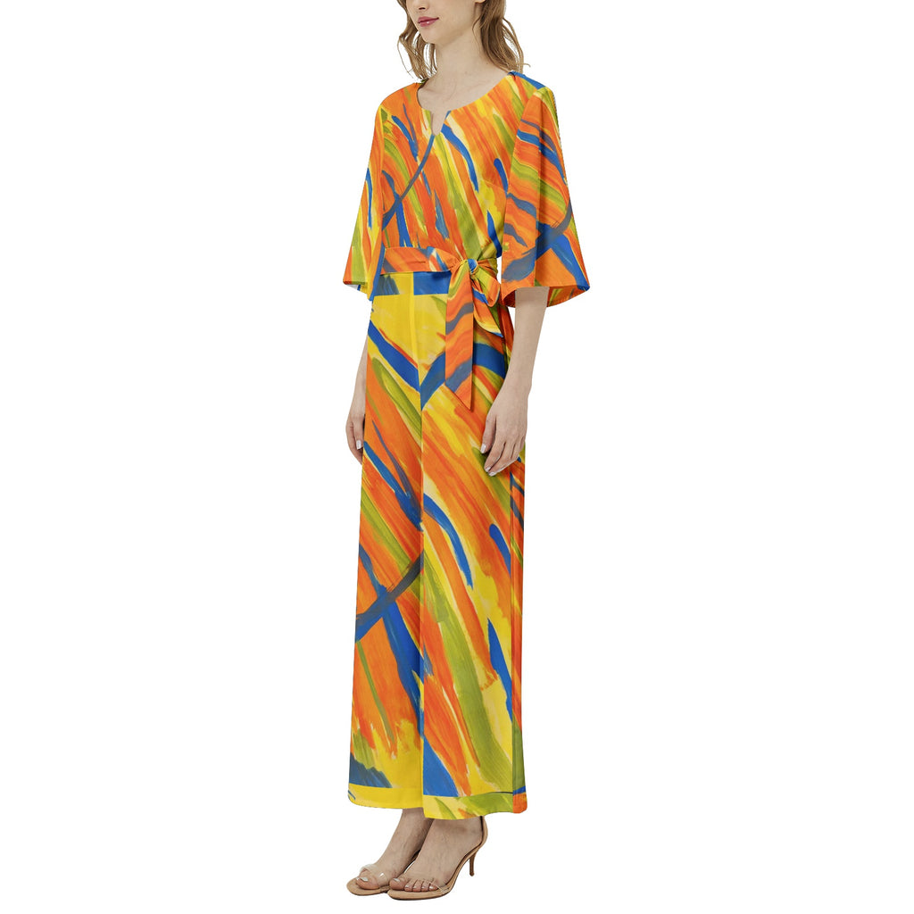 Dolman Sleeve Belted Wide Leg Jumpsuit