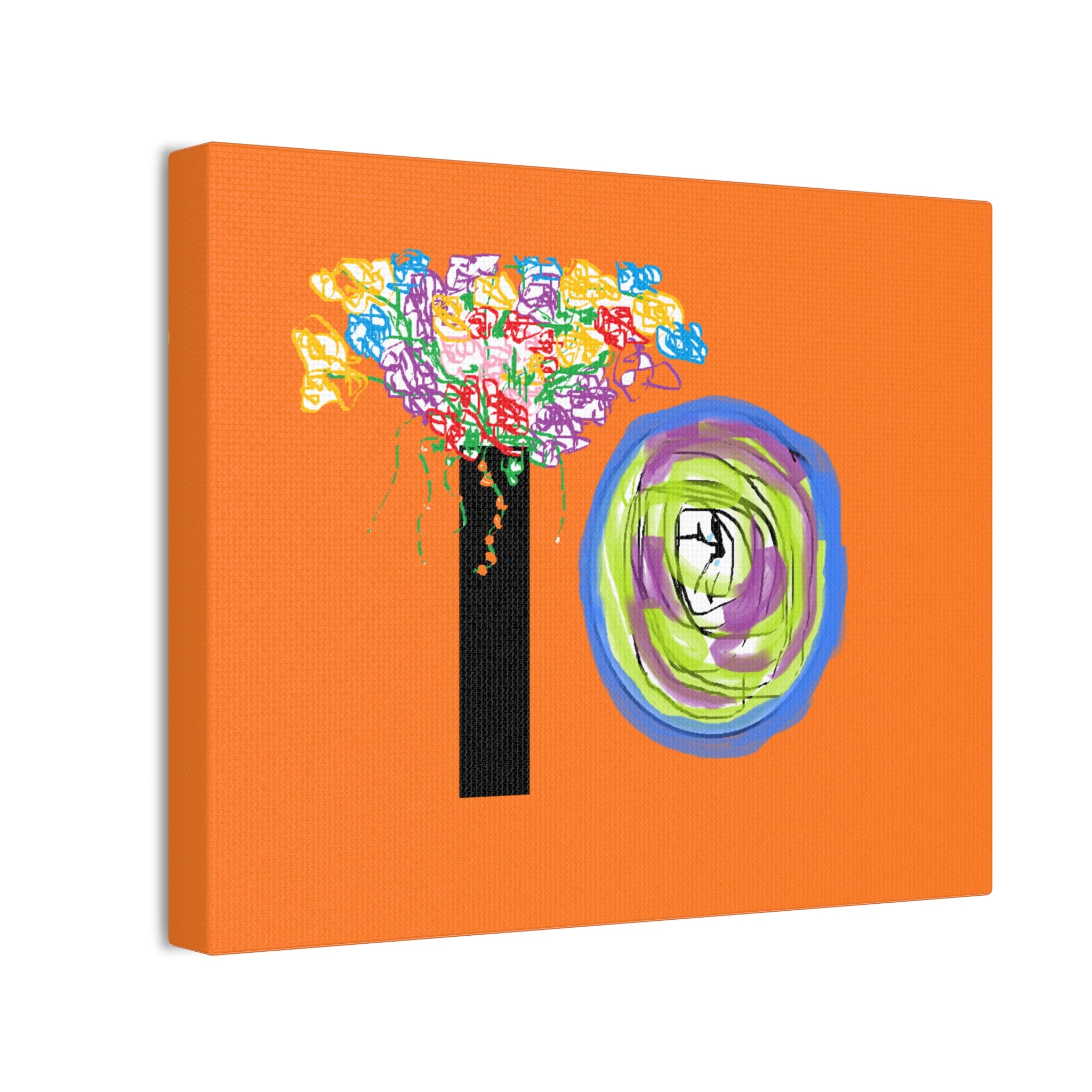 Abstract Floral 'IO' Canvas Art — Bright Orange Modern Wall Decor