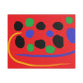 Abstract Dots Satin Stretched Canvas – Bright Red Modern Wall Art