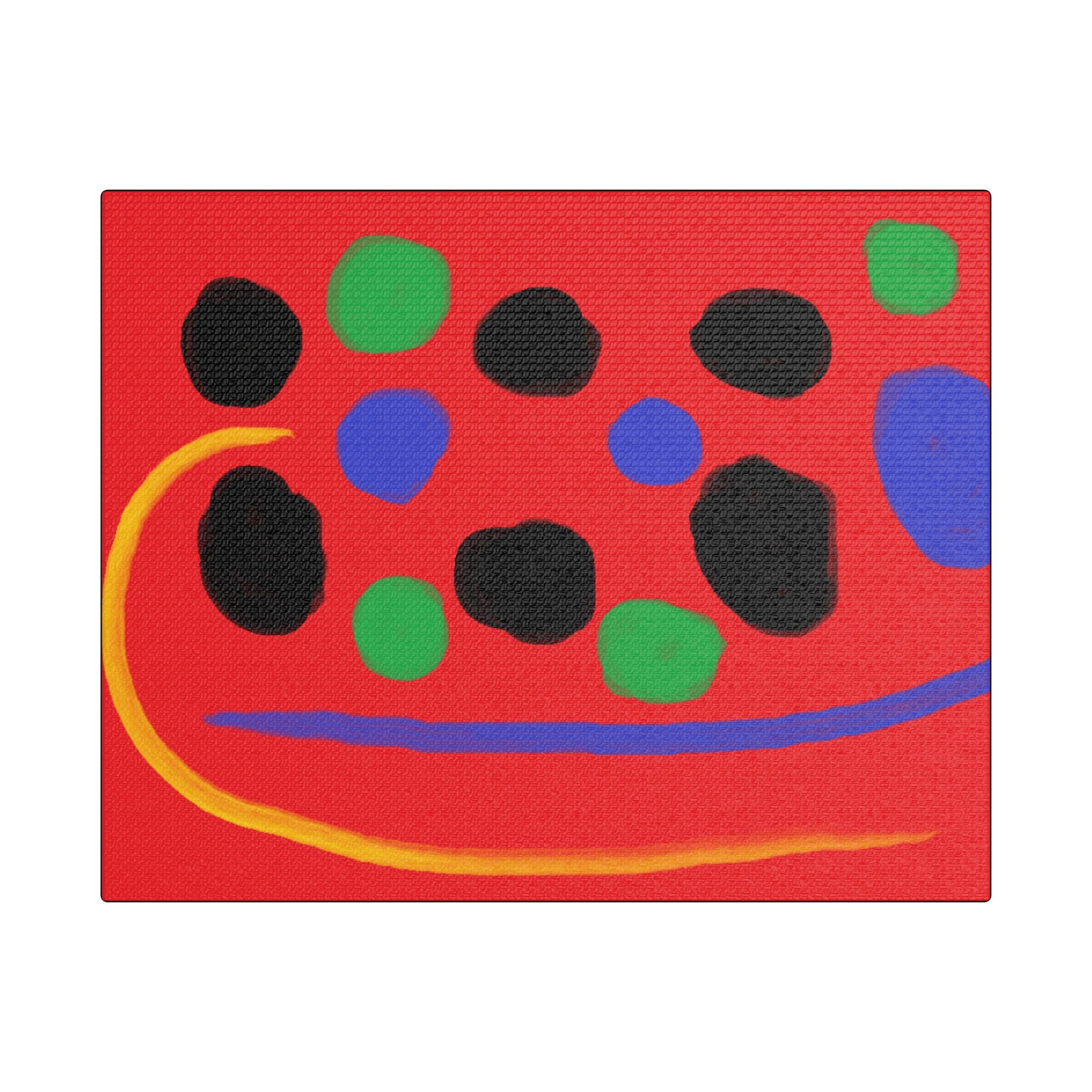 Abstract Dots Satin Stretched Canvas – Bright Red Modern Wall Art