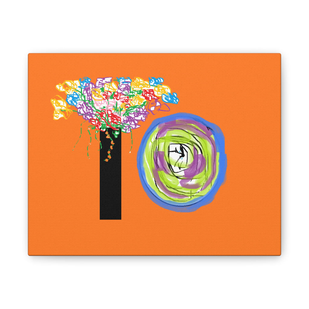 Abstract Floral 'IO' Canvas Art — Bright Orange Modern Wall Decor