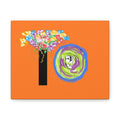Abstract Floral 'IO' Canvas Art — Bright Orange Modern Wall Decor