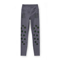 Black Botanical Leggings — Green Floral Dot Yoga Tights