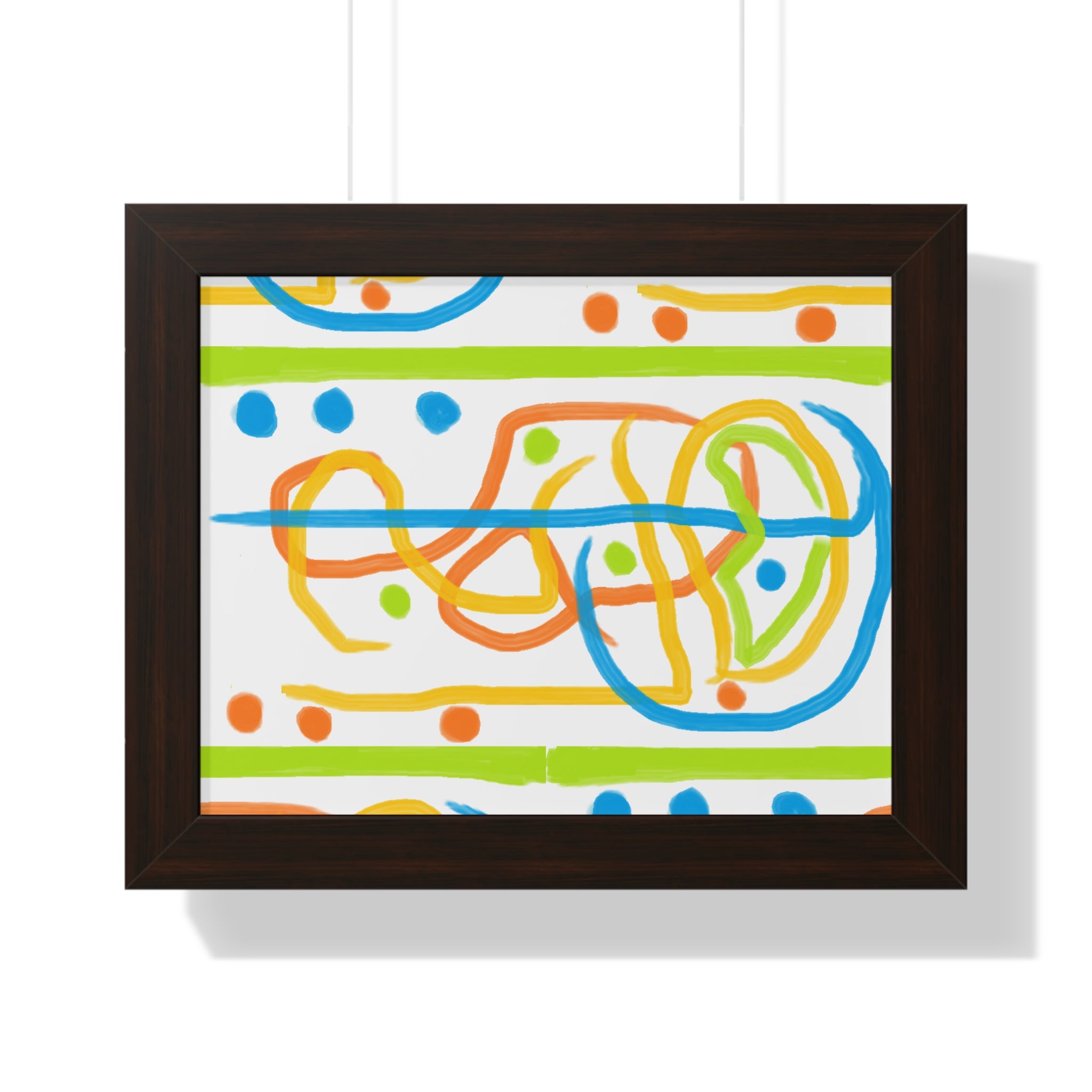Abstract Colorful Doodle Framed Poster — Playful Polka Dot Wall Art