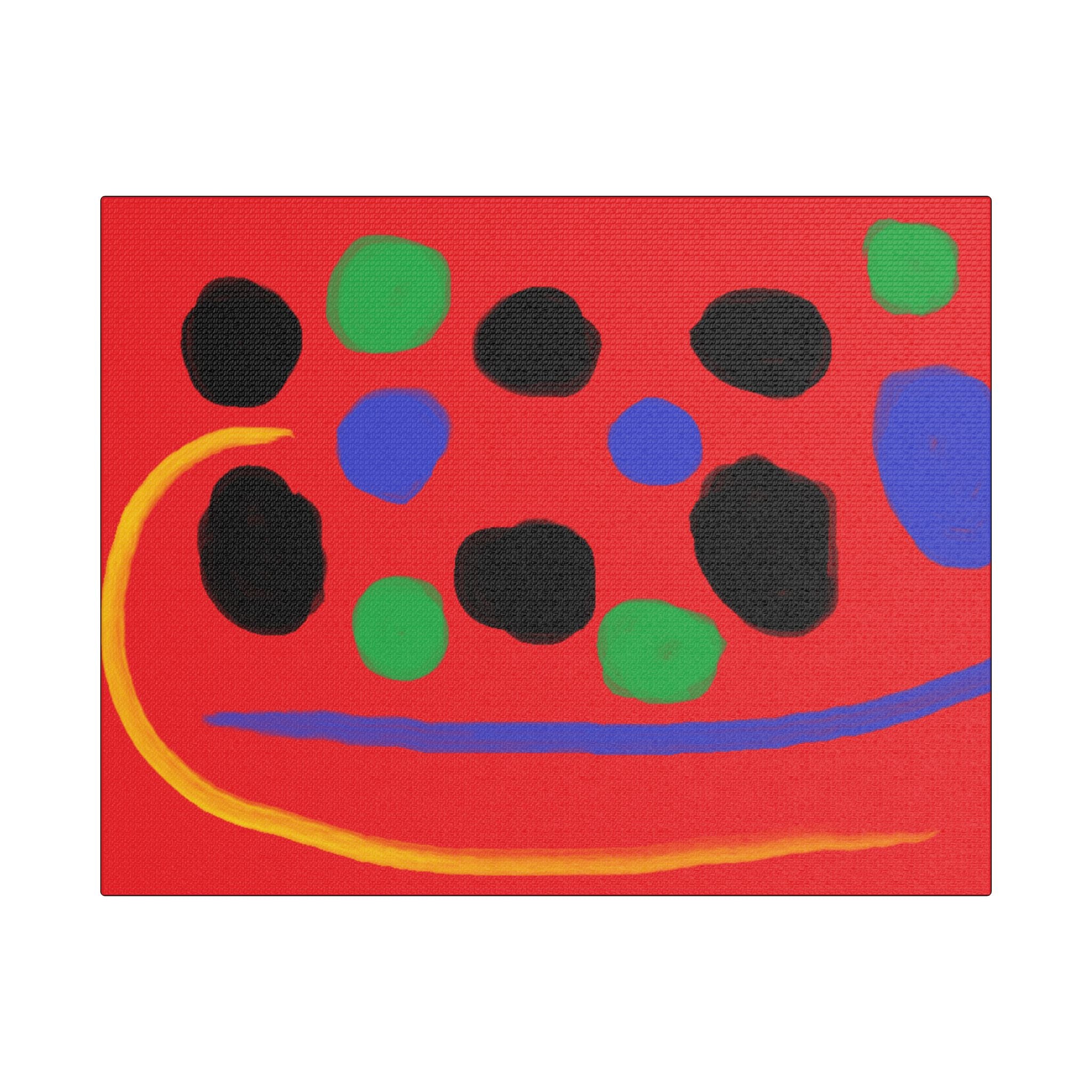 Abstract Dots Satin Stretched Canvas – Bright Red Modern Wall Art