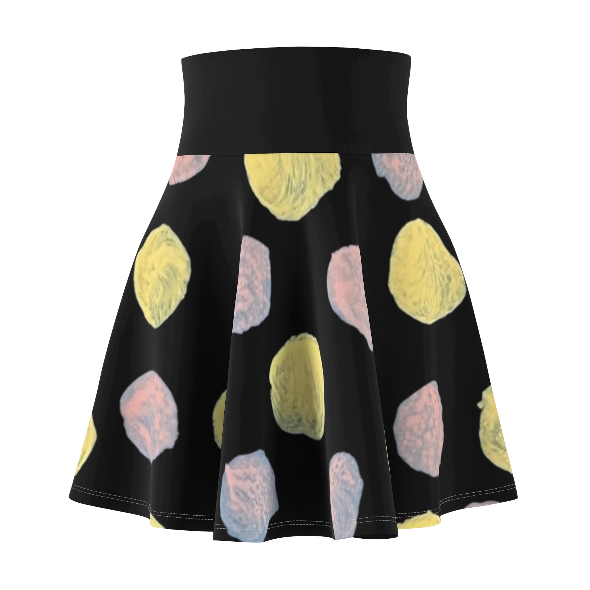 Pastel Polka Dot Skater Skirt — Black Floral Dot AOP