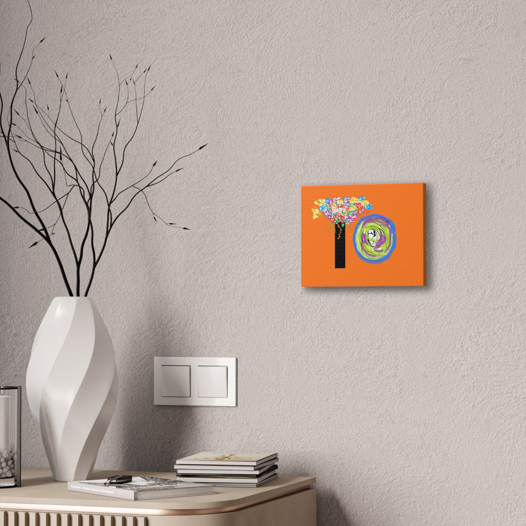 Abstract Floral 'IO' Canvas Art — Bright Orange Modern Wall Decor