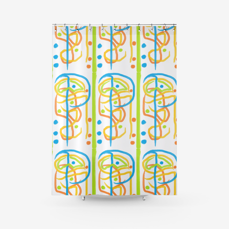Textured Fabric Shower Curtain Printed Bathroom Curtains
