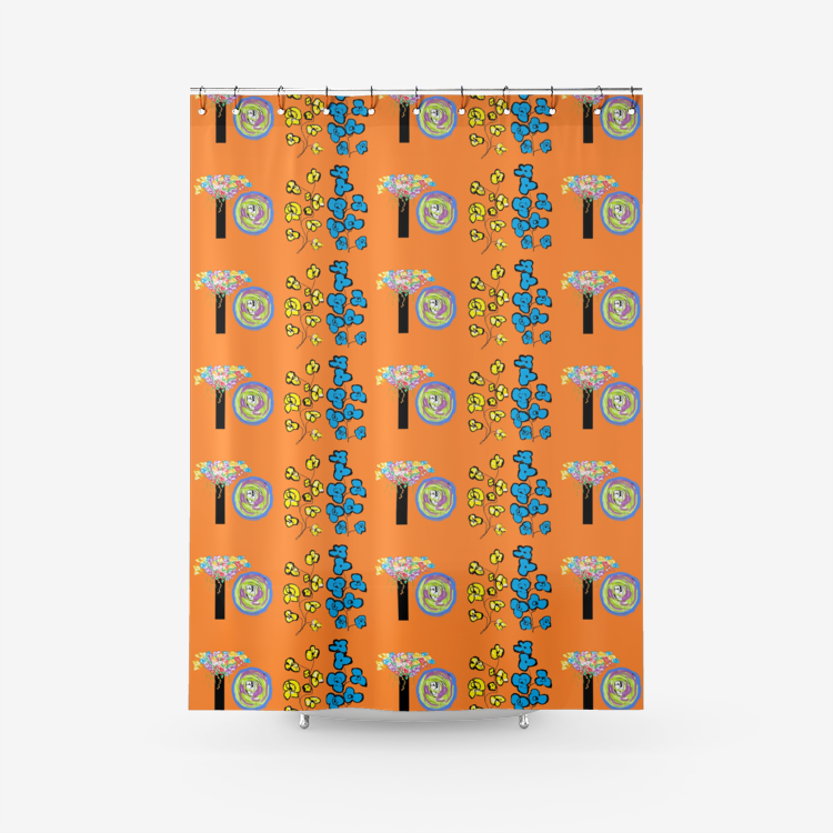 Textured Fabric Shower Curtain Printed Bathroom Curtains