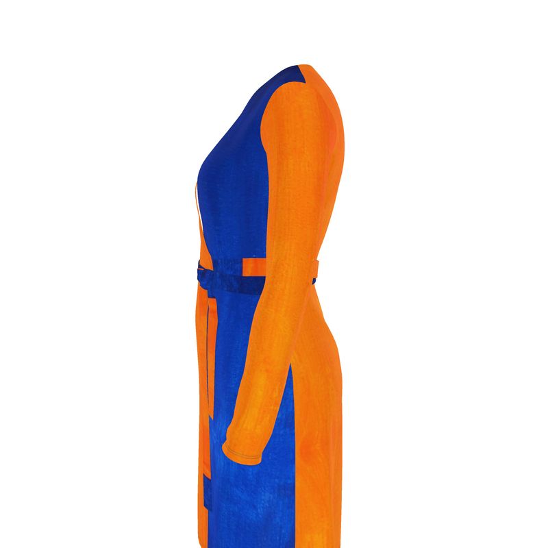 Wrap Dress -Glory Flag Orange & Blue