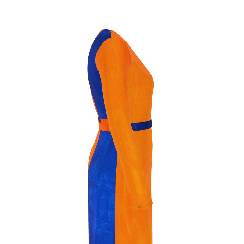 Wrap Dress -Glory Flag Orange & Blue