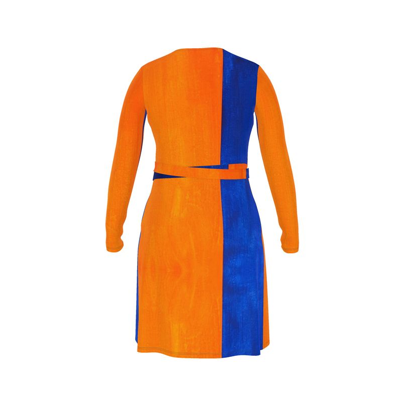 Wrap Dress -Glory Flag Orange & Blue