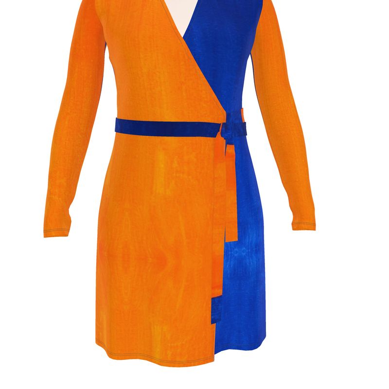 Wrap Dress -Glory Flag Orange & Blue