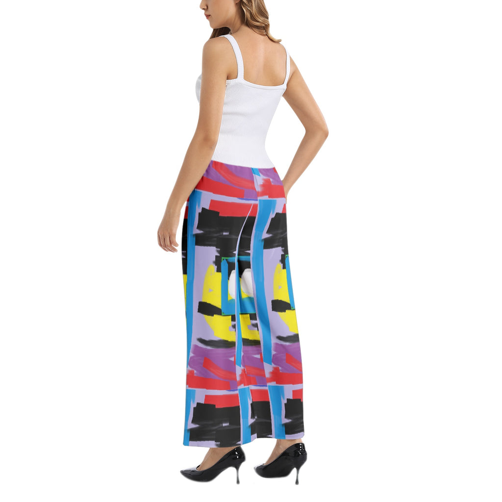 Abstract art colors-Elastic Waist Wide Leg Pant