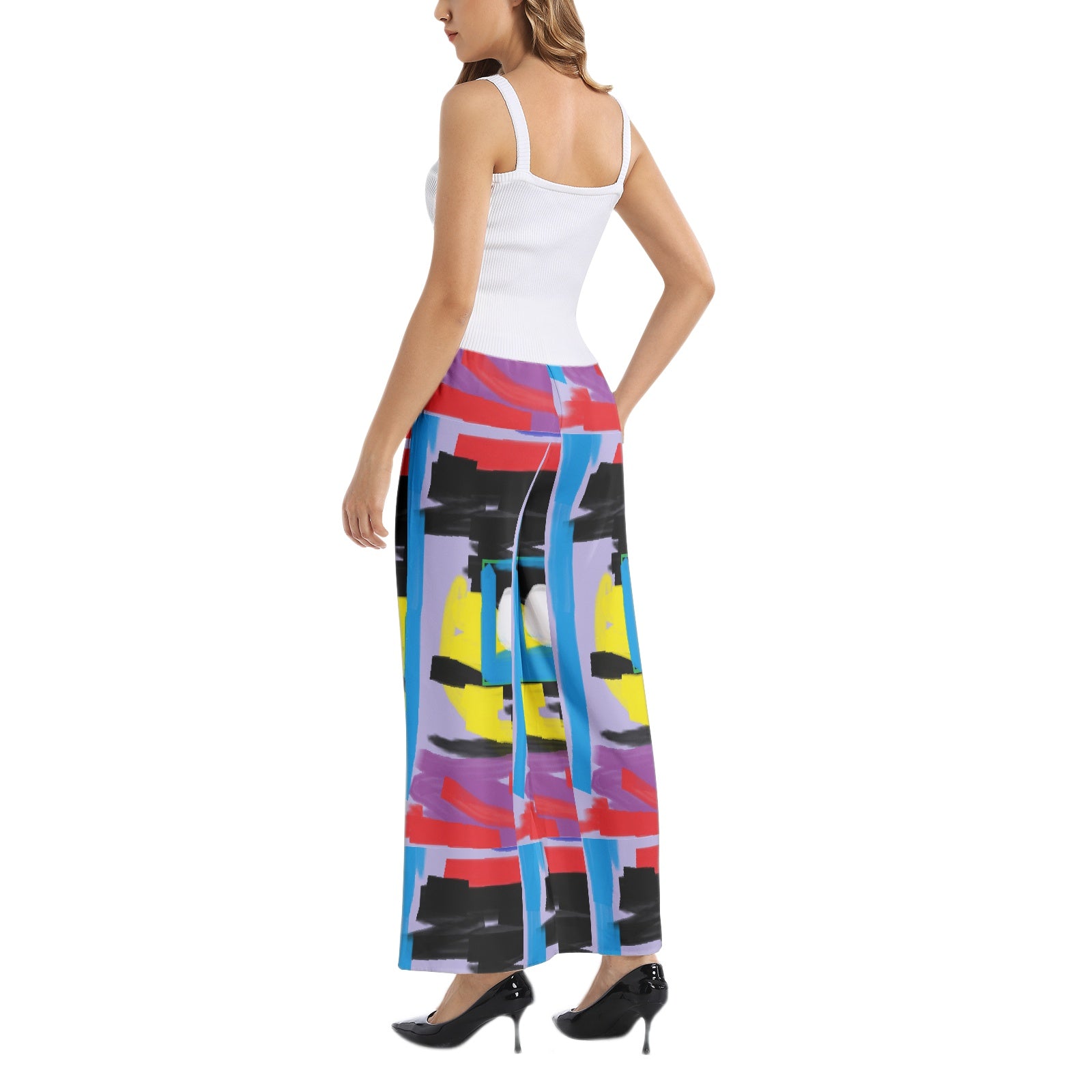 Abstract art colors-Elastic Waist Wide Leg Pant