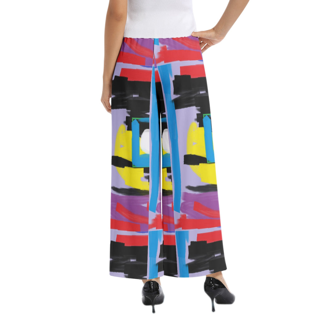 Abstract art colors-Elastic Waist Wide Leg Pant