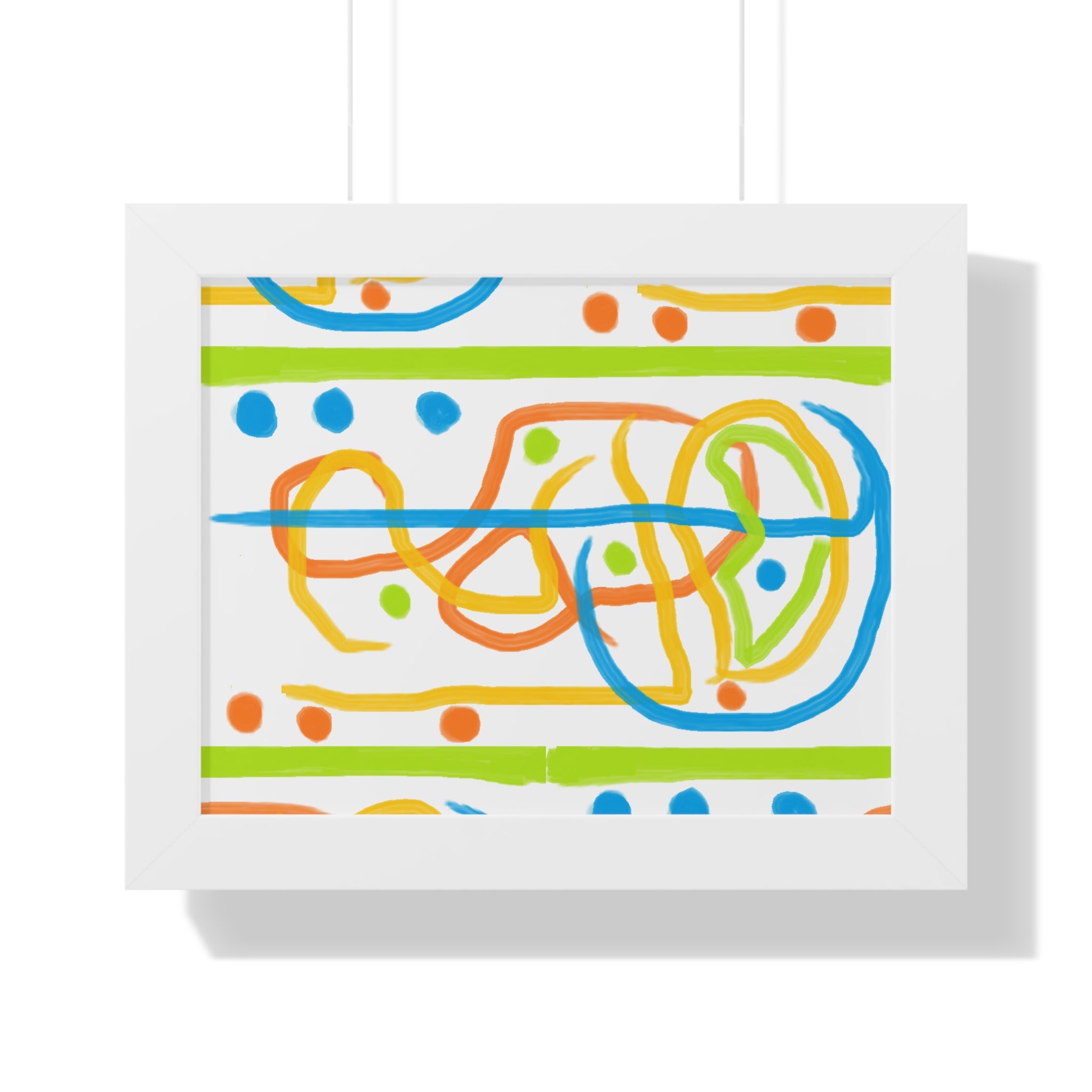 Abstract Colorful Doodle Framed Poster — Playful Polka Dot Wall Art