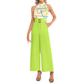 island lime -Halter Neck Buckle Belted Jumpsuit