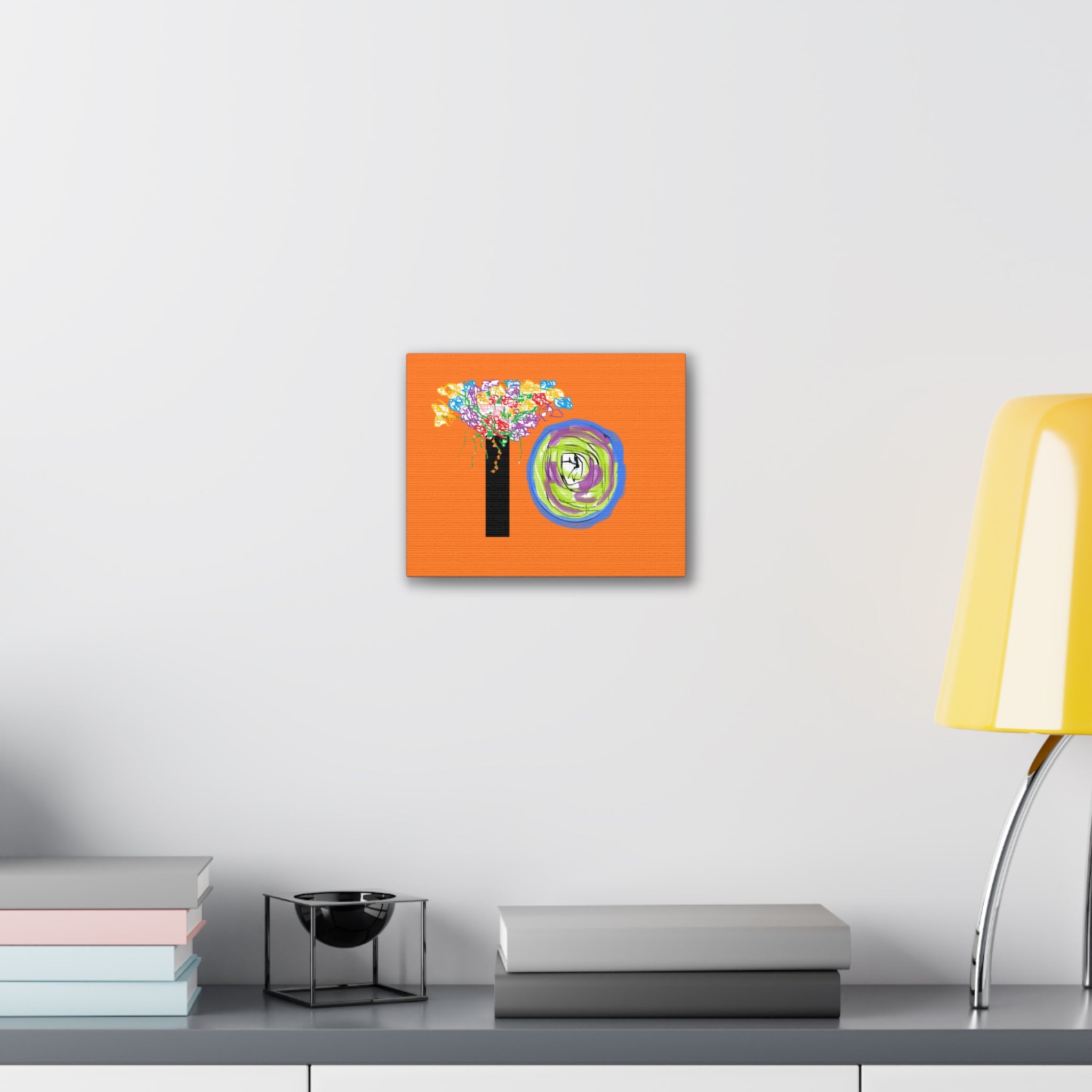 Abstract Floral 'IO' Canvas Art — Bright Orange Modern Wall Decor