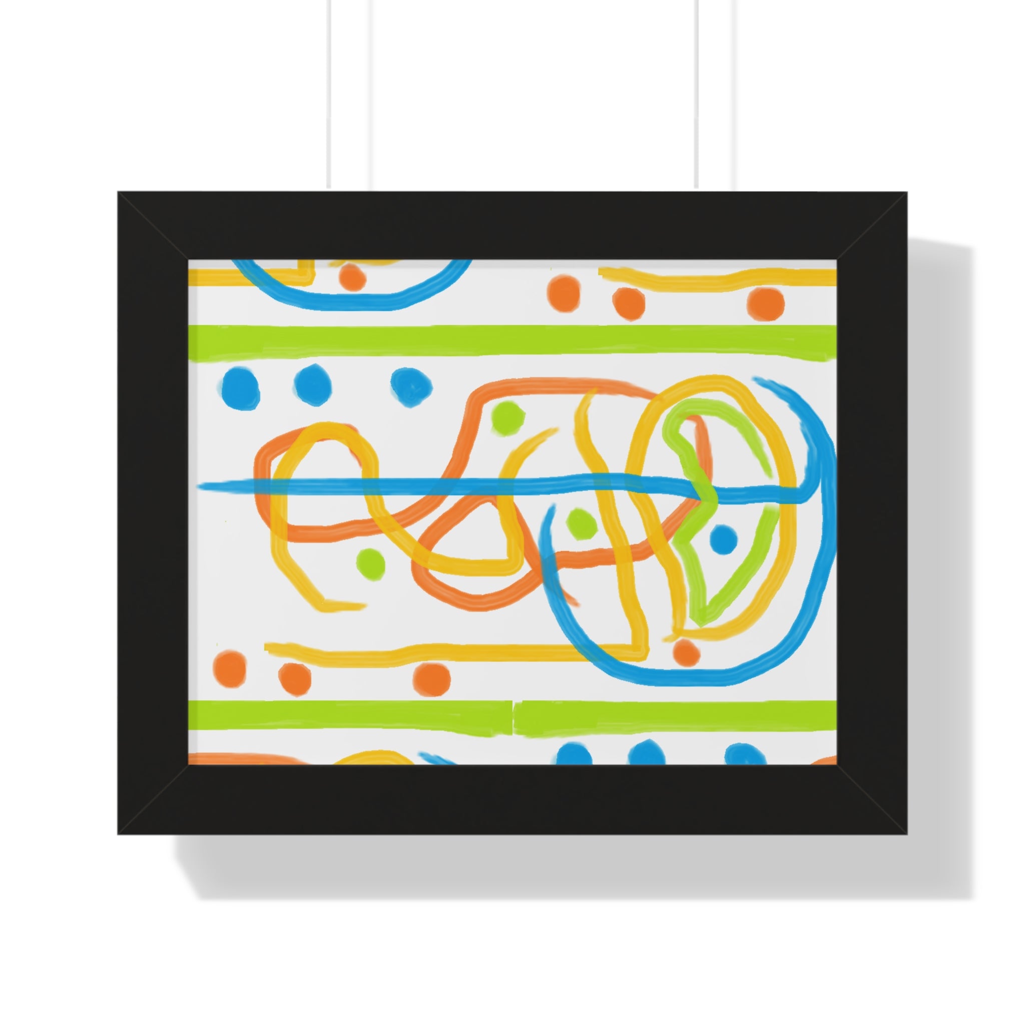 Abstract Colorful Doodle Framed Poster — Playful Polka Dot Wall Art