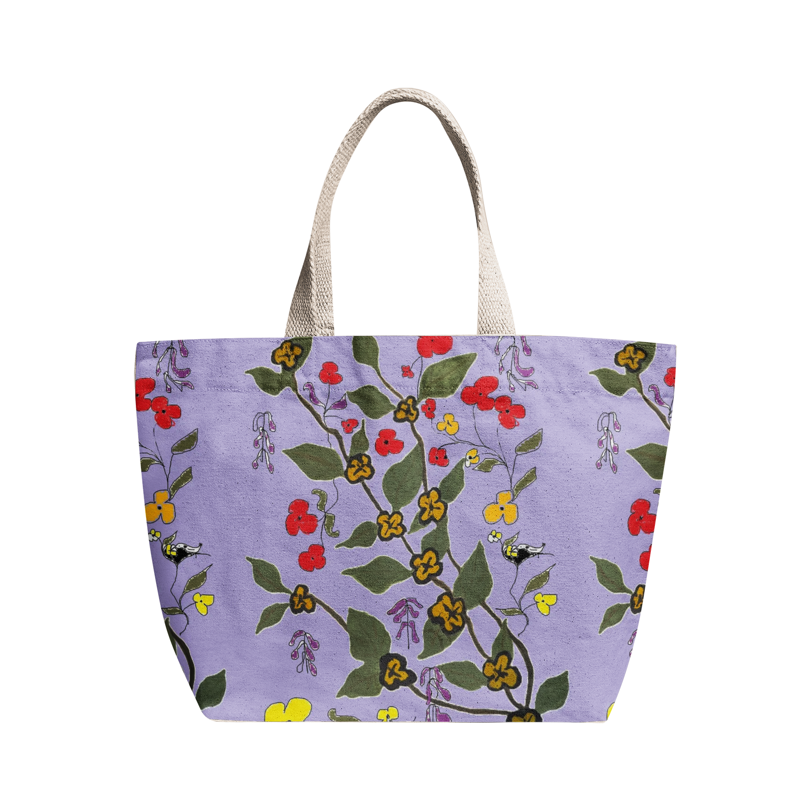 floral print Natural Canvas Tote Bags