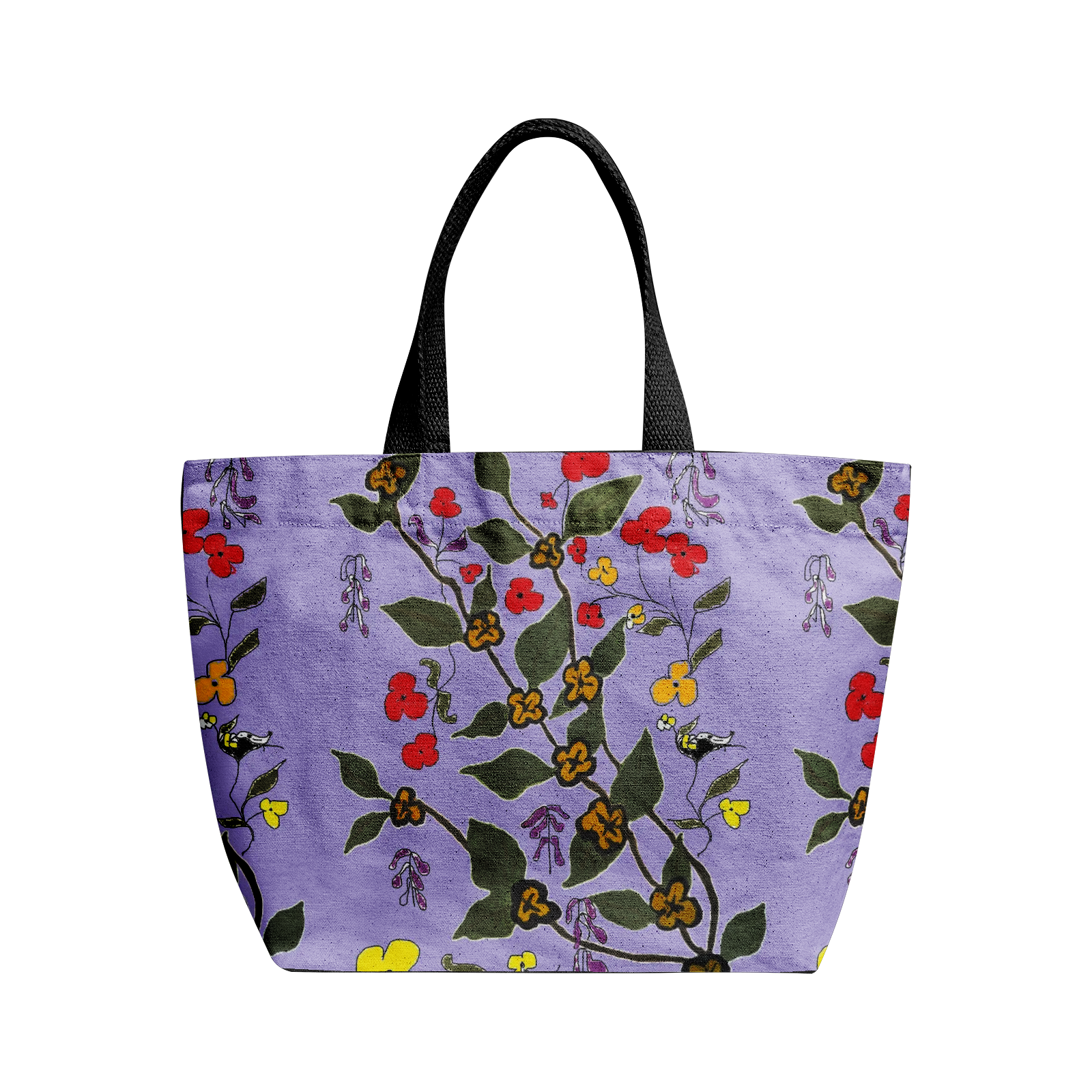 floral print Natural Canvas Tote Bags