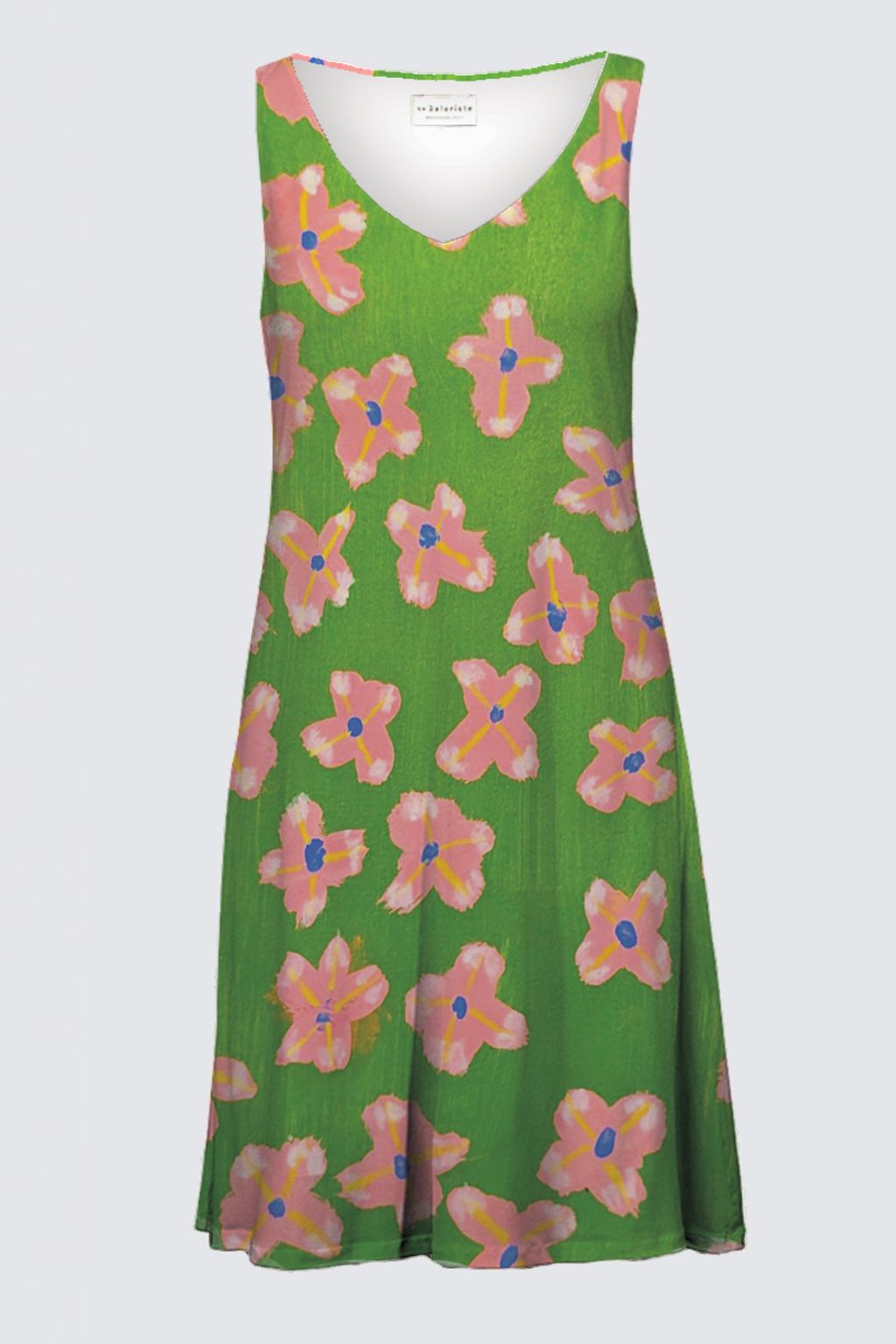 Pink Floral Sleeveless Swing Dress
