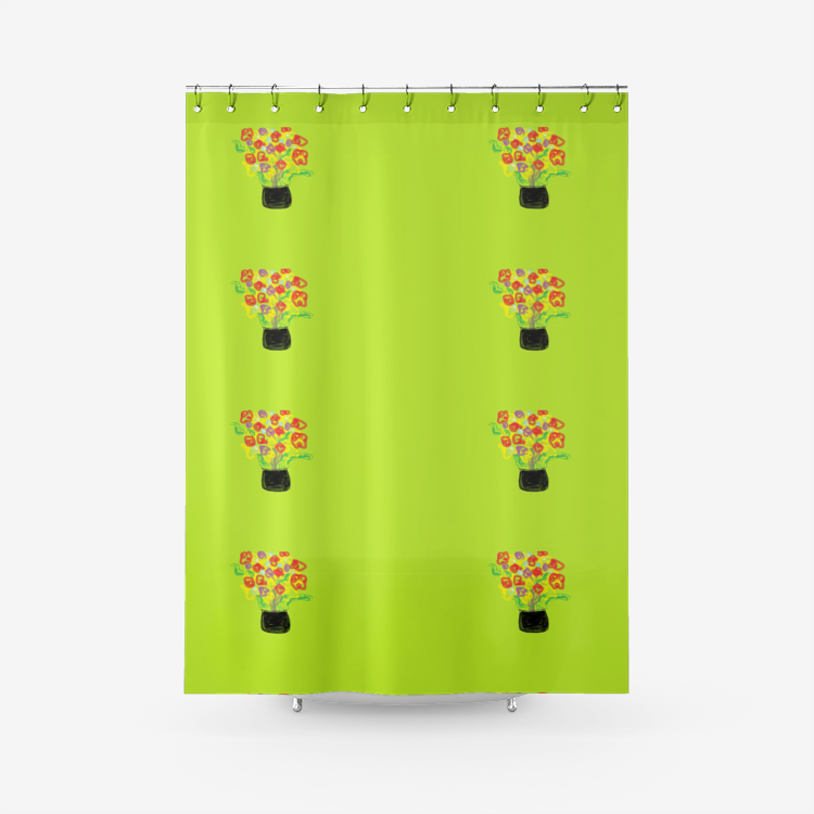 Textured Fabric Shower Curtain Printed Bathroom Curtains