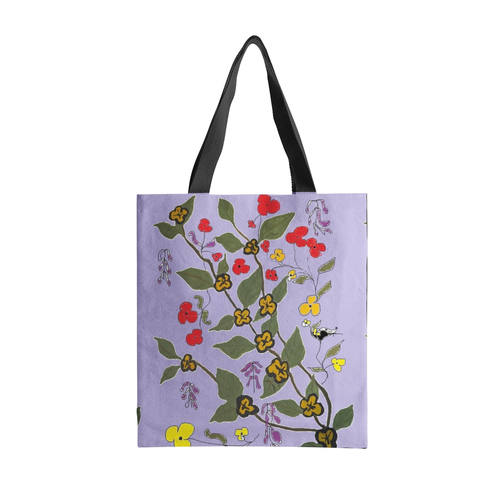 floral print Natural Canvas Tote Bags