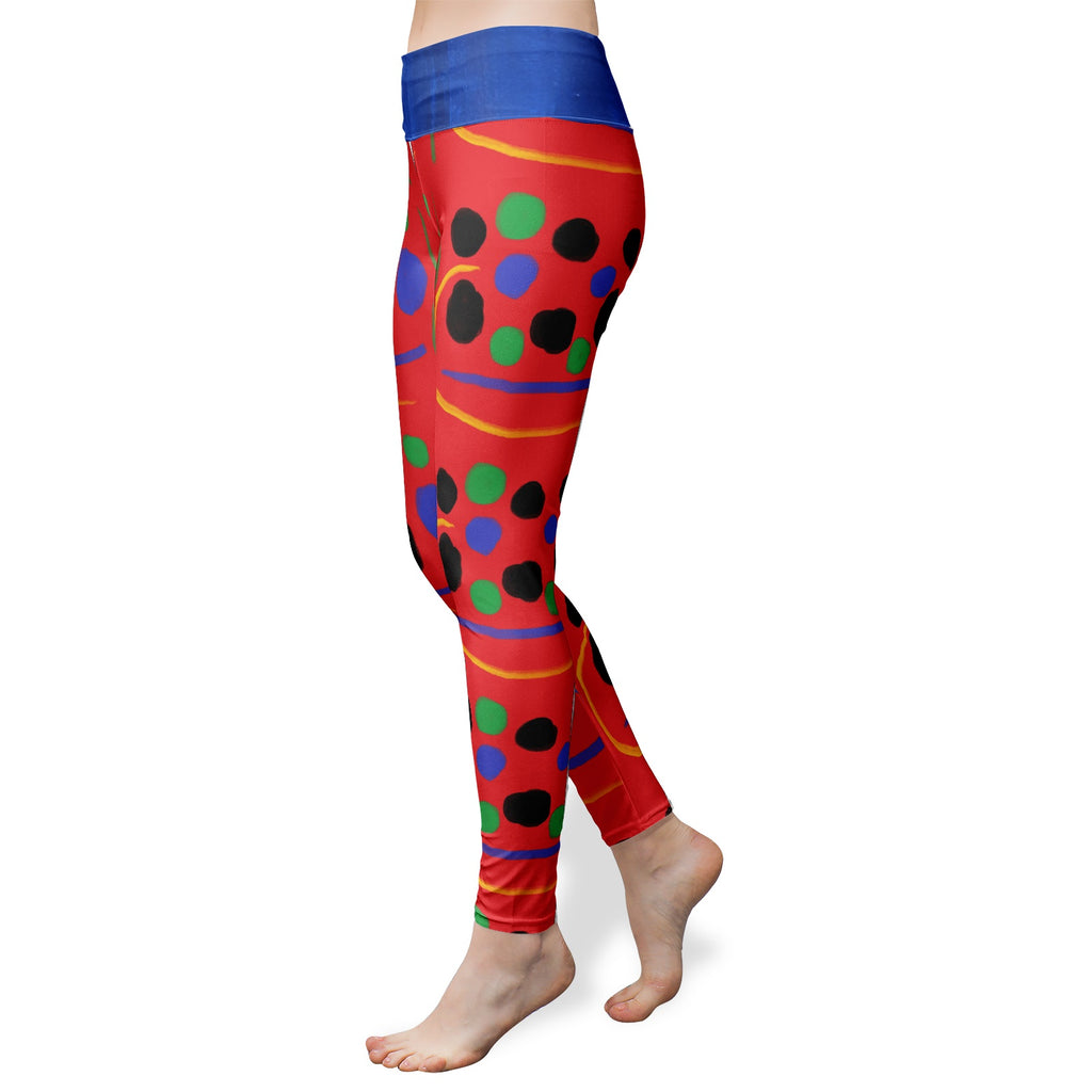 red pattern -Women's High Waist Yoga Leggings