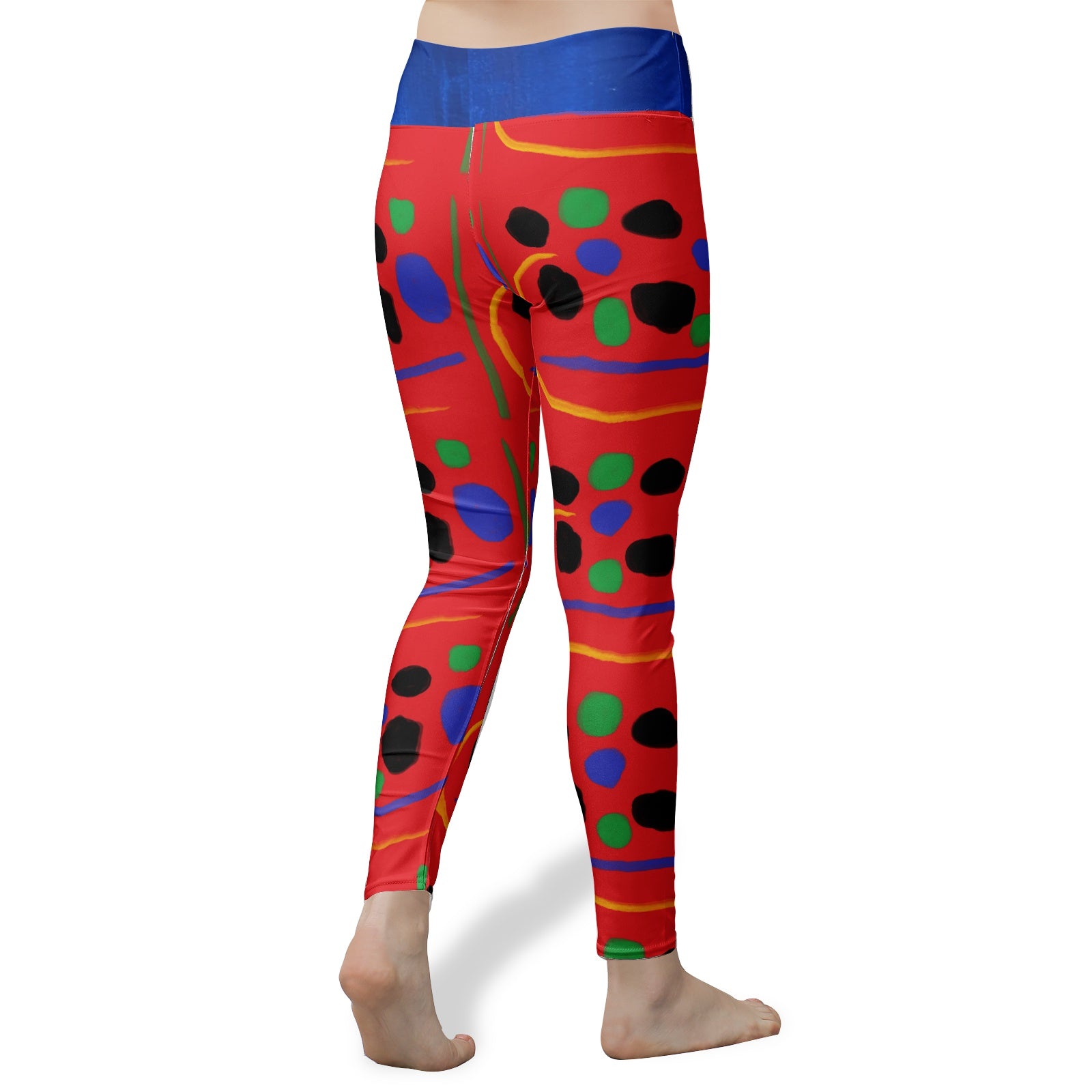 red pattern -Women's High Waist Yoga Leggings